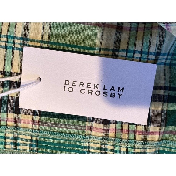 NWT $495 Derek Lam 10 Crosby Plaid Midi Dress Size 14 Women’s Green - Picture 5 of 10